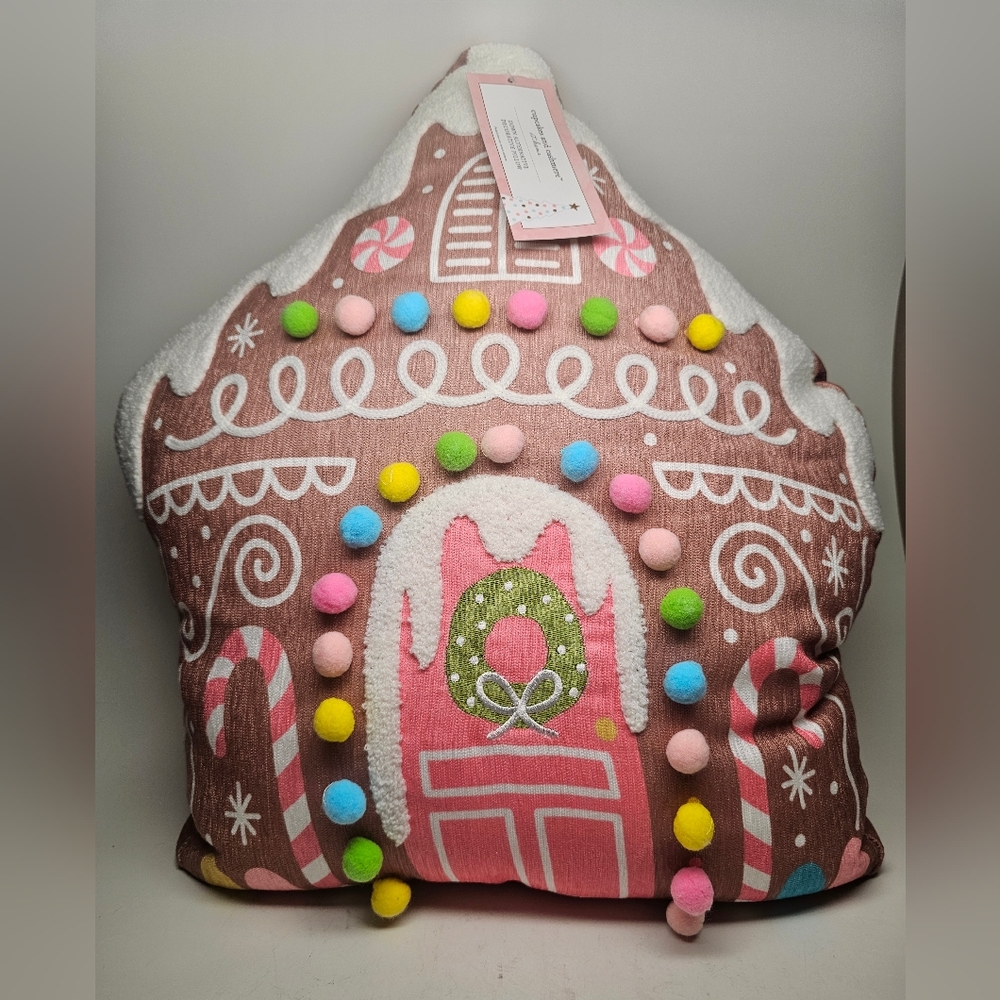 NEW Cupcakes and Cashmere Pastel Gingerbread House Pillow